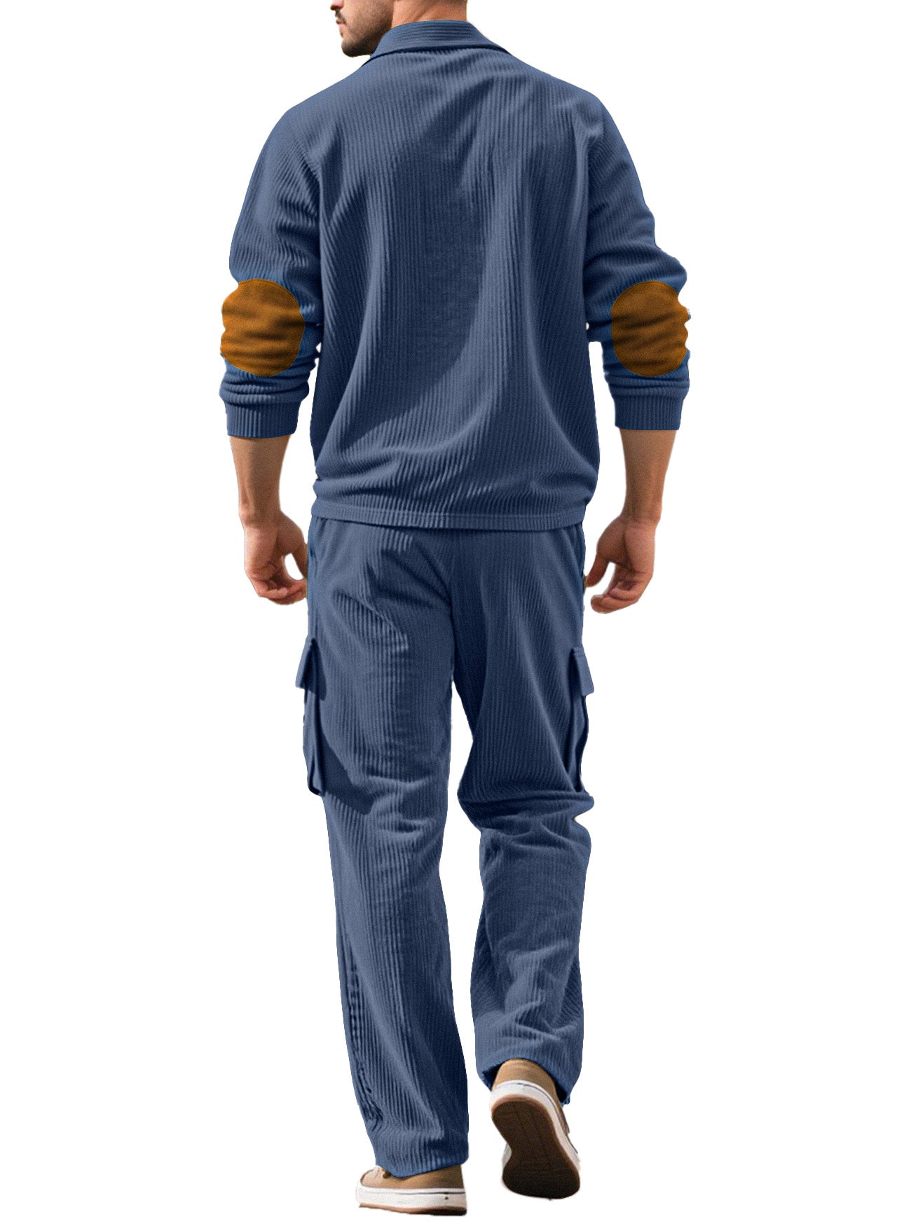 Autumn And Winter Corduroy Lapel Long-sleeved Polo Shirt Straight Pants Casual Suit