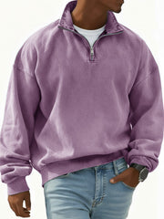 Men's Stylish Retro Half-zip Long-sleeved Stand-up Collar Sweatshirt 