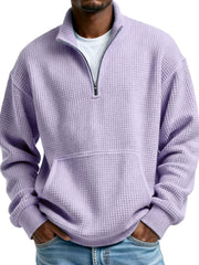 Men's Clothing Fashionable Casual Pit Strip Fabric Upright Collar Zipper Pockets Long-sleeved Hoodie