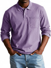 Men's Trendy Retro Lapel Long-sleeved Pocket Polo Shirt 