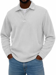 Men's Stylish Casual Corduroy Lapel Long-sleeved Polo Shirt 