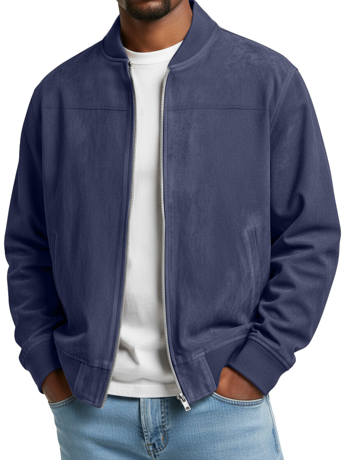 Men's Simple Suede Casual Zipper Jacket