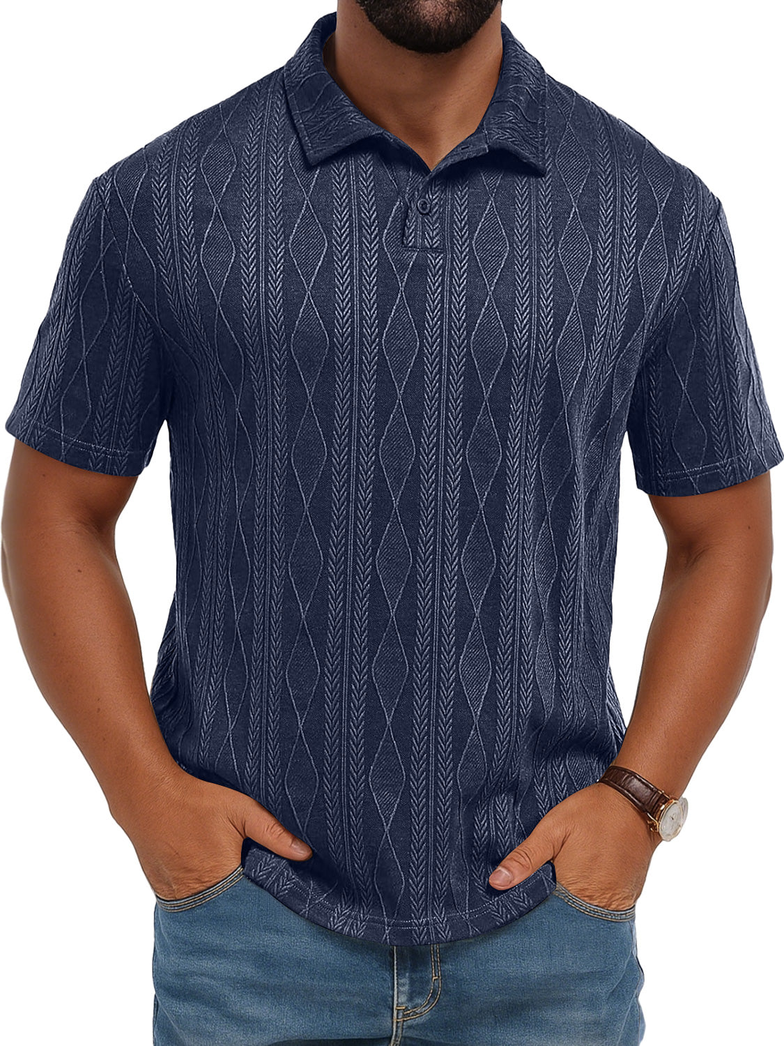 Men's Daily Simple Texture Casual Solid Color Short-sleeved Polo Shirt