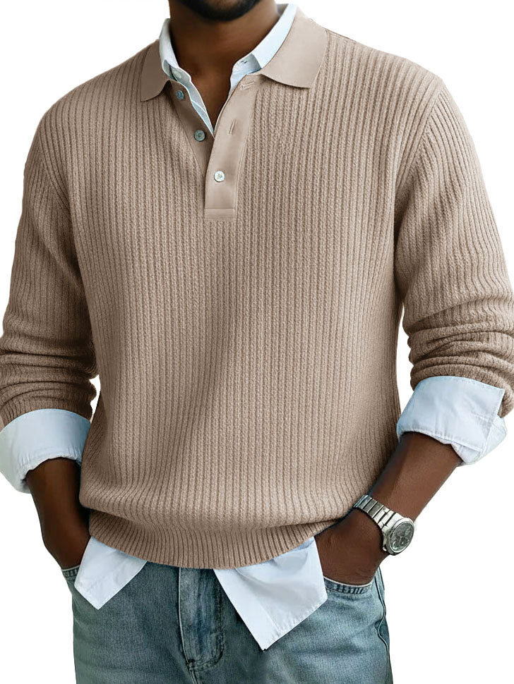 Men's Stylish Casual Lapel Long-sleeved Polo Shirt
