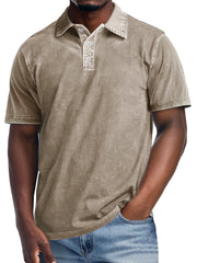Men's Retro Lapel Button Casual Short Sleeve POLO Shirt