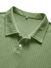 Men's Fashionable Retro Waffle Fabric Short Sleeve Polo Shirt