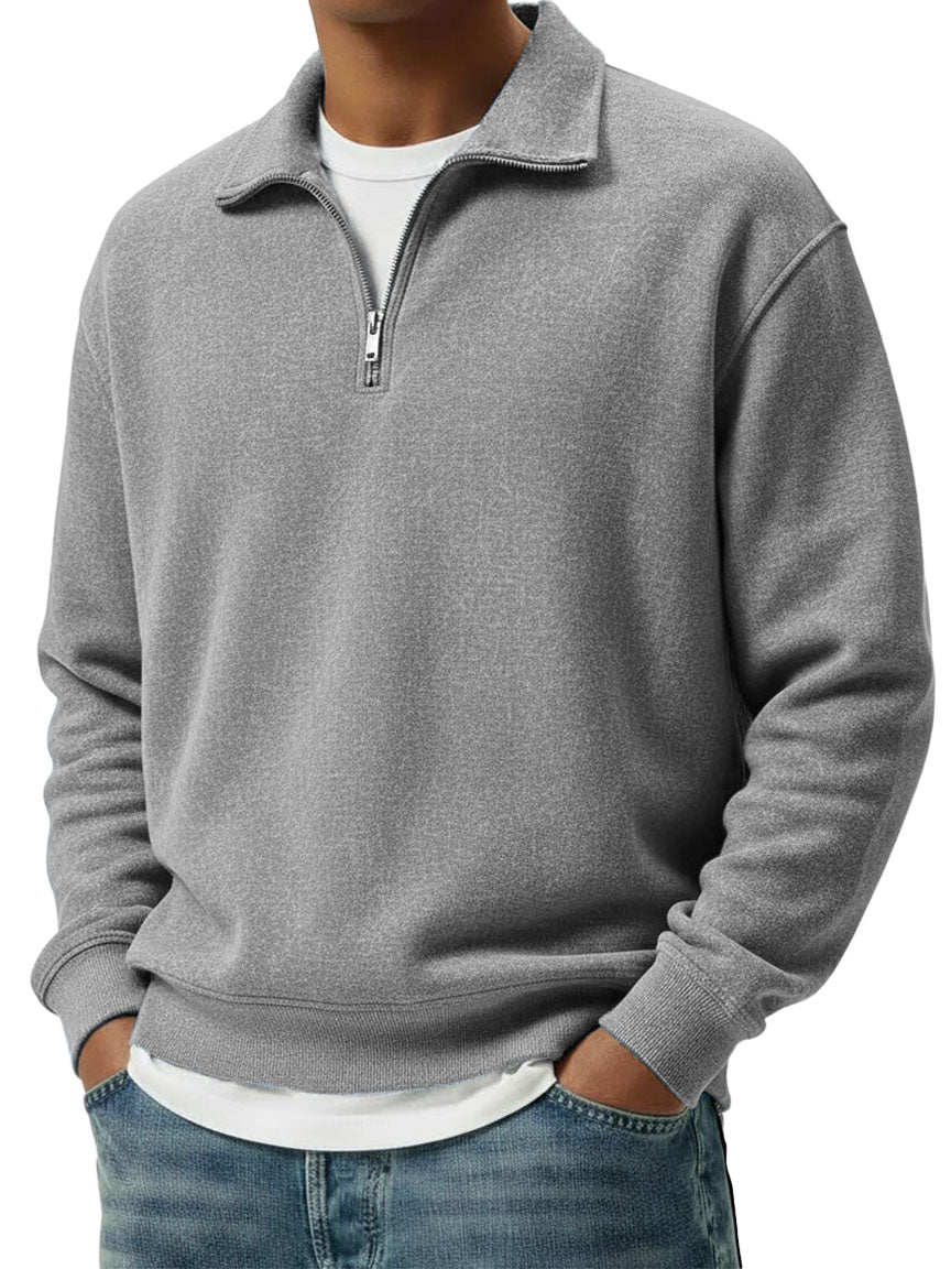 Men's Wear Lapel Zippered Long-sleeved Polo Shirt 