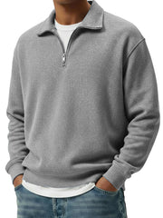  Men's Wear Lapel Zippered Long-sleeved Polo Shirt 