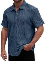 Men's Daily Lapel Casual Texture Comfortable Short-sleeved Polo Shirt