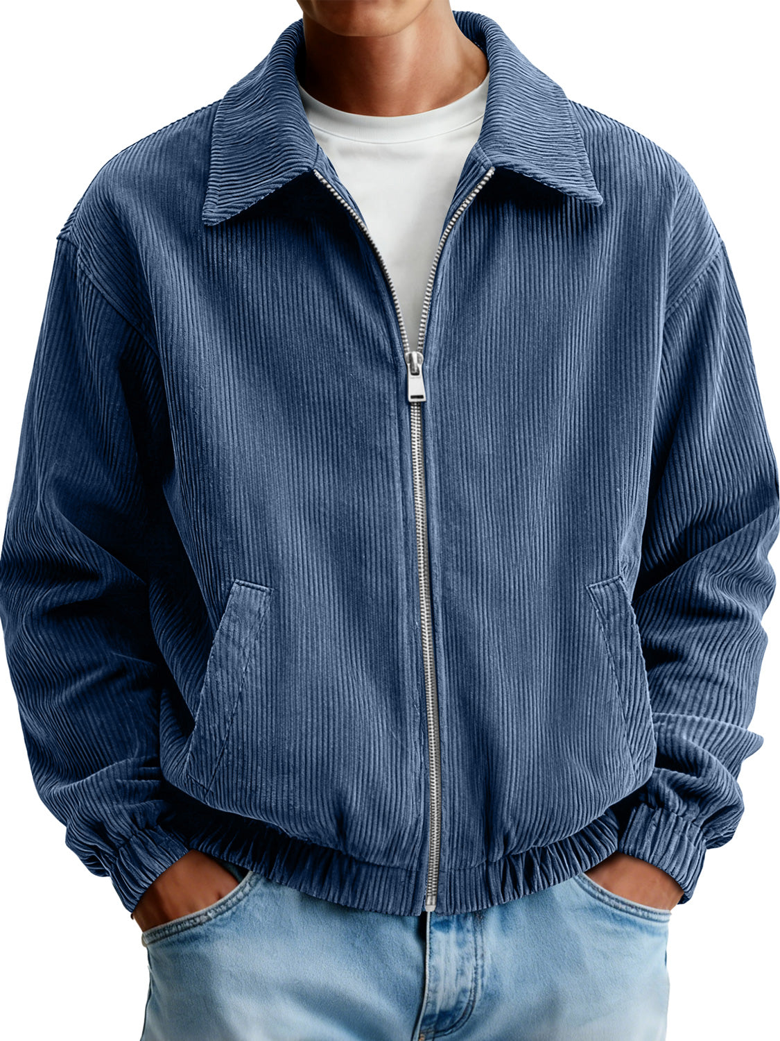 Men's Corduroy Lapel Casual Zipper Jacket
