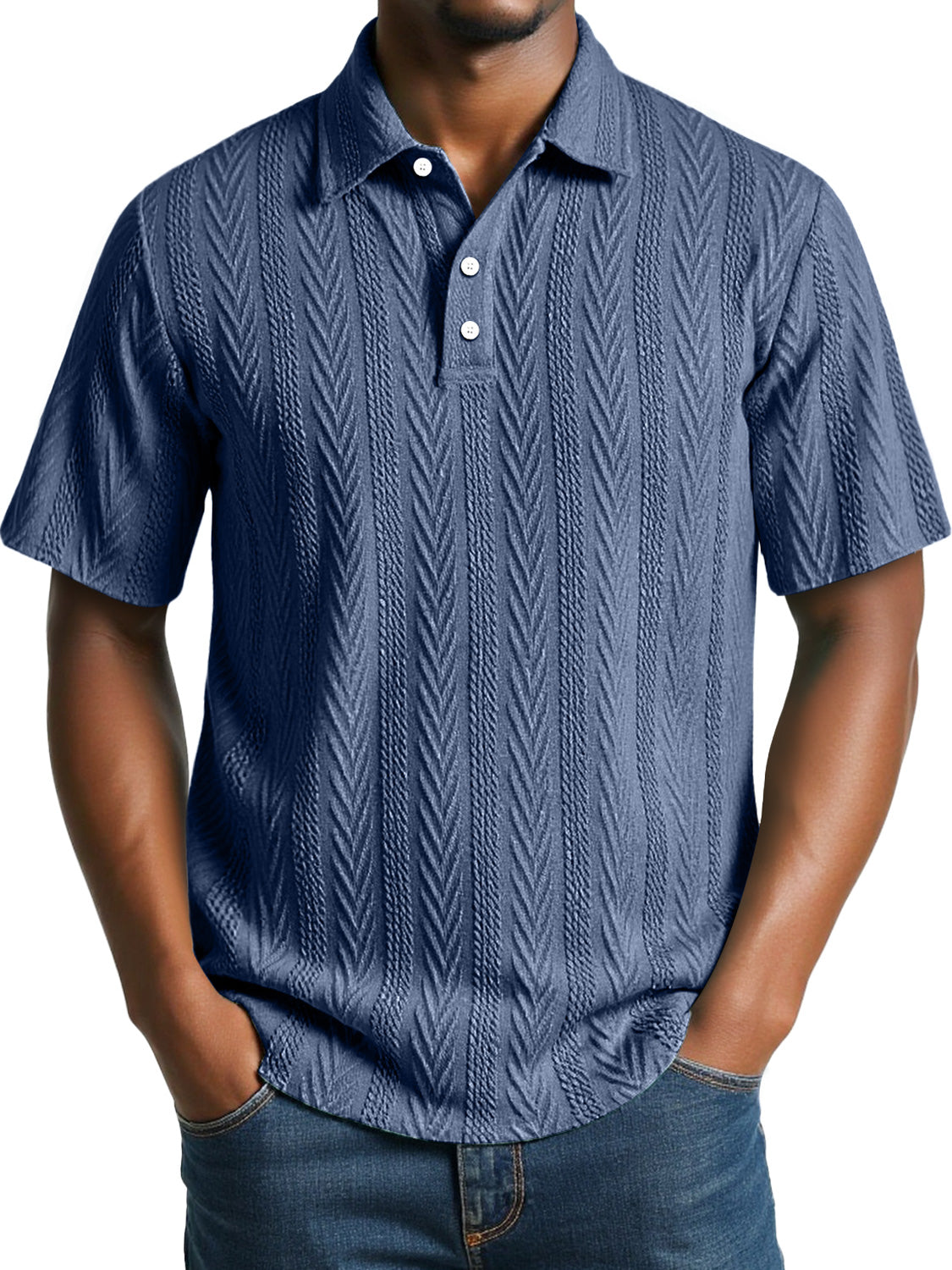 Men's Daily Jacquard Texture Casual Short-sleeved Polo Shirt