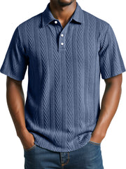 Men's Daily Jacquard Texture Casual Short-sleeved Polo Shirt