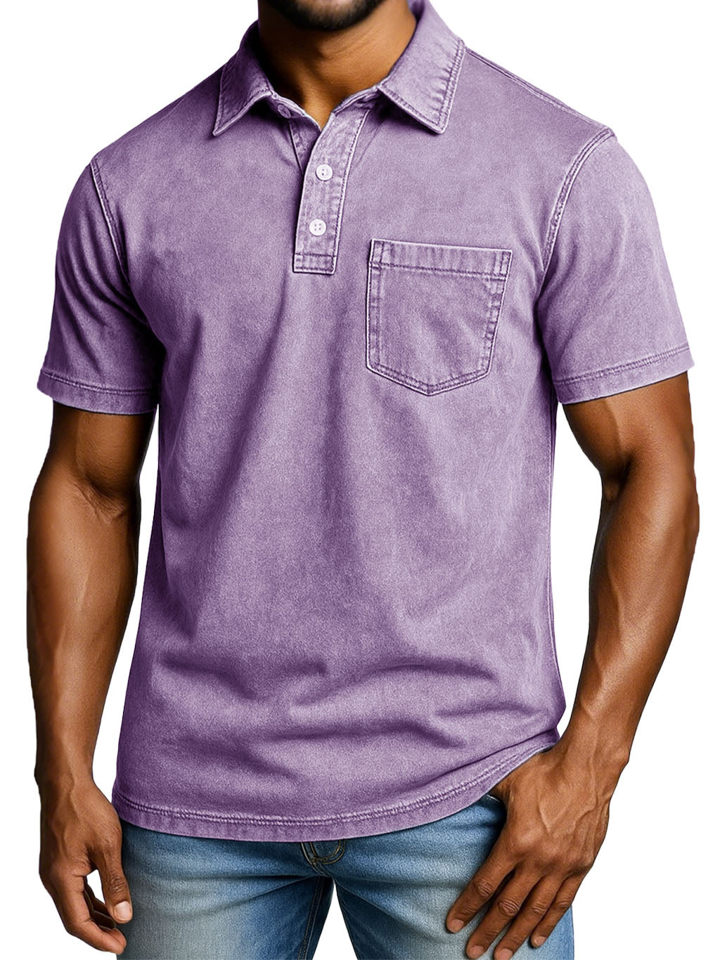 Men's Fashion Outdoor Retro Distressed Short-sleeved Pocket Polo Shirt 