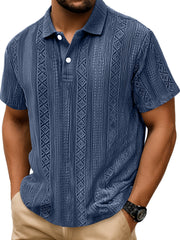 Men's Daily Simple Texture Lapel Button Comfortable Short-sleeved Polo Shirt