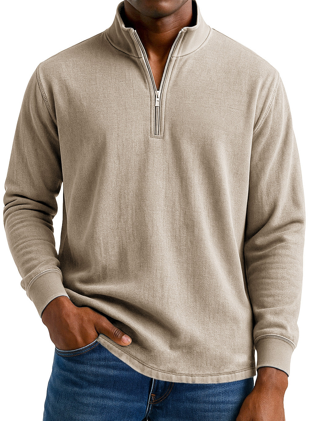 Men's Stylish Casual Vintage Distressed Half-zip Sweatshirt