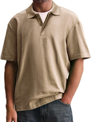 Men's Stylish And Comfortable Lapel Double-layer Placket Casual Short-sleeved Polo Shirt