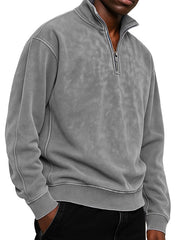 Men's Clothing Fashionable Casual Daily Stand-neck Suede Fabric Long-sleeved Zipper Hoodie