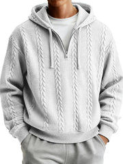 Men's Simple Textured Casual Zipper Hooded Sweatshirt