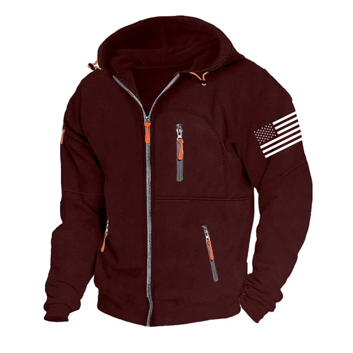 Men's American Flag Hoodie Jacket Zip Up Vacation Streetwear Fleece Hoodie