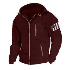 Men's American Flag Hoodie Jacket Zip Up Vacation Streetwear Fleece Hoodie
