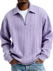 Men's Clothing Fashionable Casual Twist Texture Fabric Lapel Zipper Long-sleeved Hoodie 