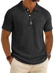 Men's Retro Lapel Button Casual Short Sleeve Plo Shirt