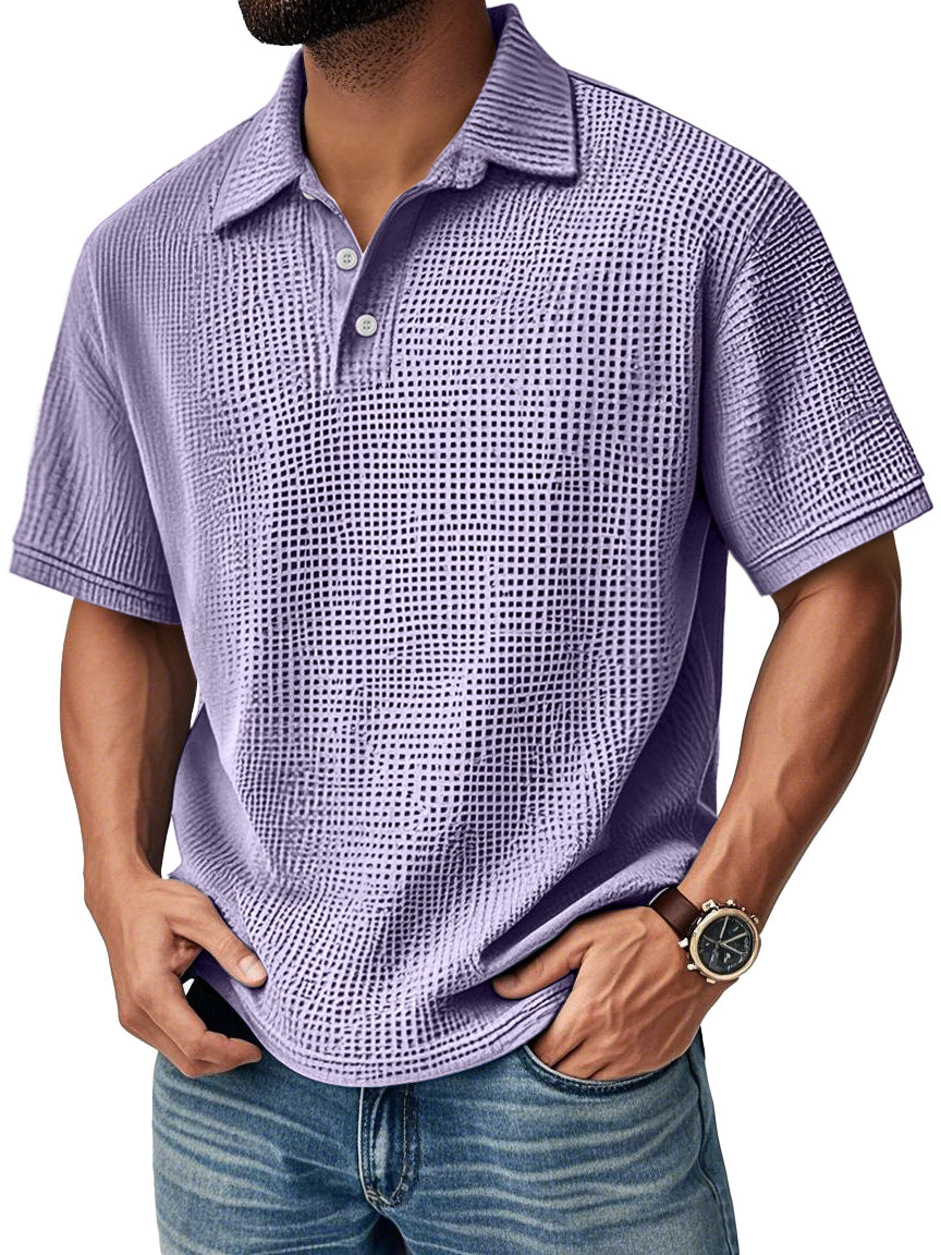 Men's Daily Casual Waffle Comfort Short Sleeve POLO Shirt