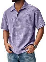 Men's Daily Casual Waffle Comfort Short Sleeve POLO Shirt