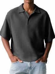 Men's Fashion Casual Waffle Fabric Short-sleeved Polo Shirt