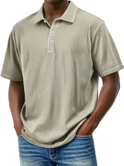 Men's Daily Lapel Ribbed Comfortable Short-sleeved Polo Shir
