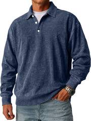 Men's Retro Simple Lapel Button Casual Loose Polo Shirt