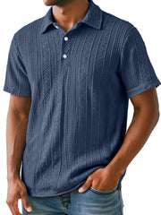 Men's Daily Lapel Jacquard Texture Casual Short-sleeved Polo Shirt