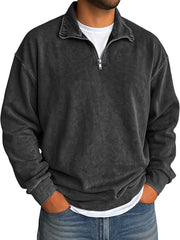 Men's Retro Daily Stand Up Collar Zipper Used Hoodie