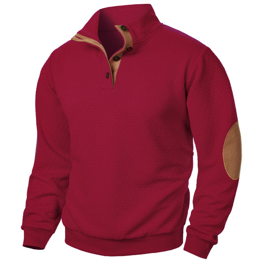 New Men's Stand Collar Joint Stitching Casual Jacquard Cardigan Sweater