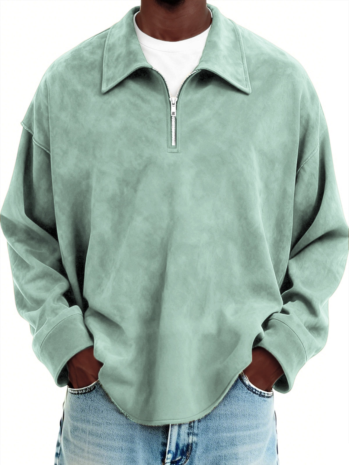 Men's Vintage Suede Quarter Zip Pullover
