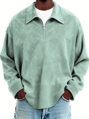 Men's Vintage Suede Quarter Zip Pullover