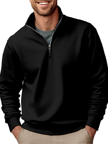 New Men's Casual Zipper Stand Collar Thickened Fleece Sweatshirt