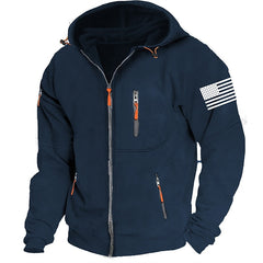 Men's American Flag Hoodie Jacket Zip Up Vacation Streetwear Fleece Hoodie