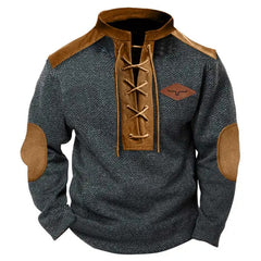 Yellowstone Men's Henley Elbow Patch Color Block Western Sweatshirt