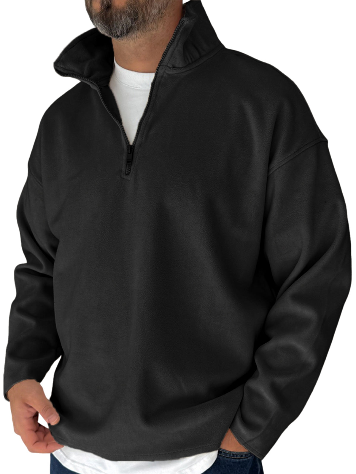 Men's Simple Fleece Half-zip Basic Pullover Sweatshirt