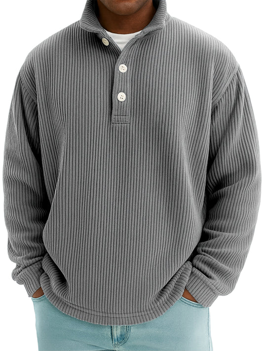 Men's Stylish Corduroy Stand-up Collar Polo Shirt