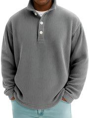 Men's Stylish Corduroy Stand-up Collar Polo Shirt