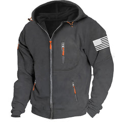 Men's American Flag Hoodie Jacket Zip Up Vacation Streetwear Fleece Hoodie