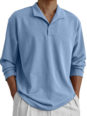 Men's Daily Casual Solid Color Design Long-sleeved Polo Shirt