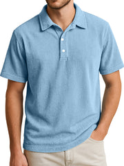 Men's Simple Daily Solid Color Vertical Pit Short-sleeved Lapel Polo Shirt