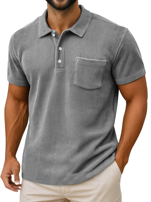 Men's Casual Daily Vertical Simple Short-sleeved Polo Shirt