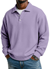 Men's Simple Casual Vertical Pit Lapel Long-sleeved Polo Shirt