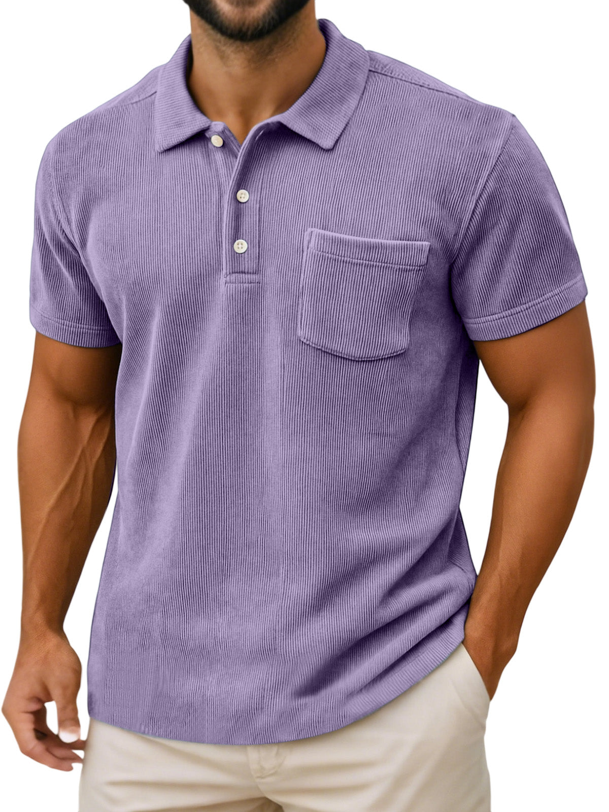 Men's Casual Daily Vertical Simple Short-sleeved Polo Shirt