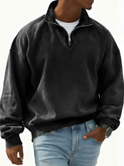 Men's Stylish Retro Half-zip Long-sleeved Stand-up Collar Sweatshirt 