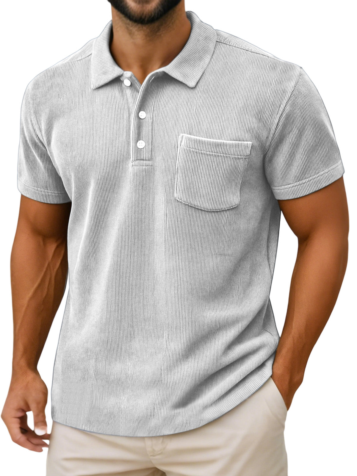 Men's Casual Daily Vertical Simple Short-sleeved Polo Shirt